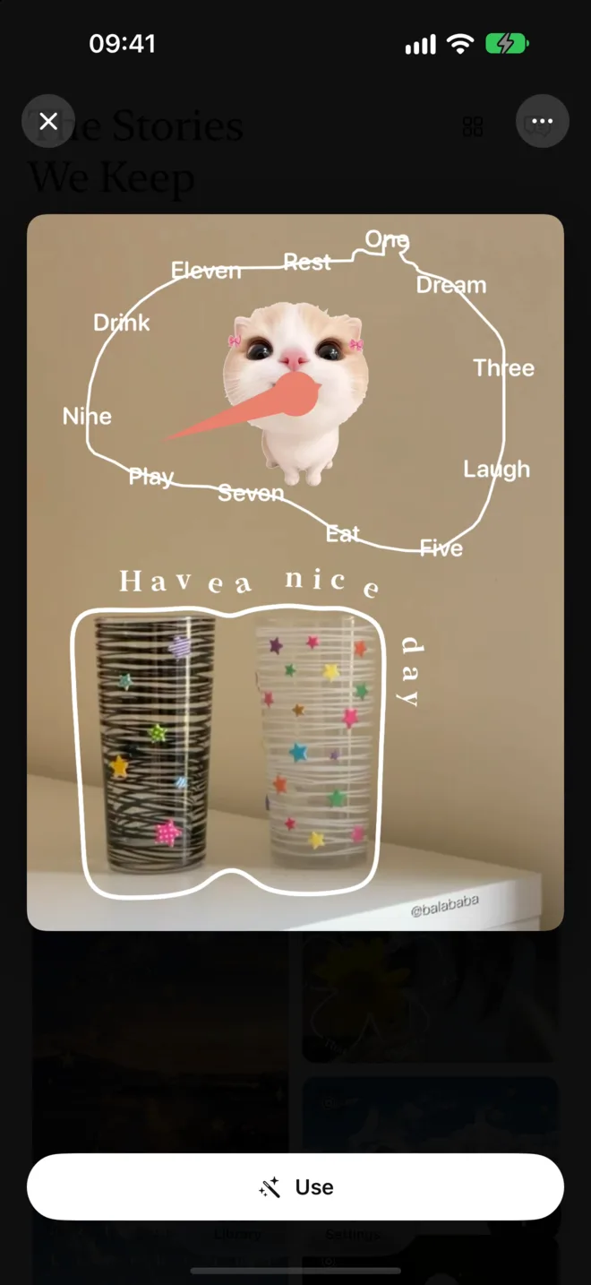 Open a Live creation and tap Use to swap in your own photos